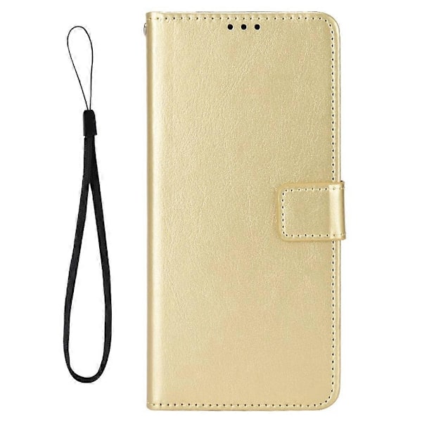 Læder Etui til Blackview Wave 8/Wave 8C/Oscal Flat 2 Crazy Horse Tekstur Telefonpung Cover Multicolor Gold