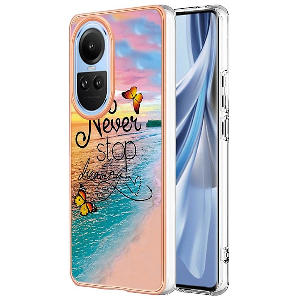 Phone case för galvanisering till Oppo Reno10 5g (global) Marmor Blommönster Mjukt TPU- cover Never Stop Dreaming