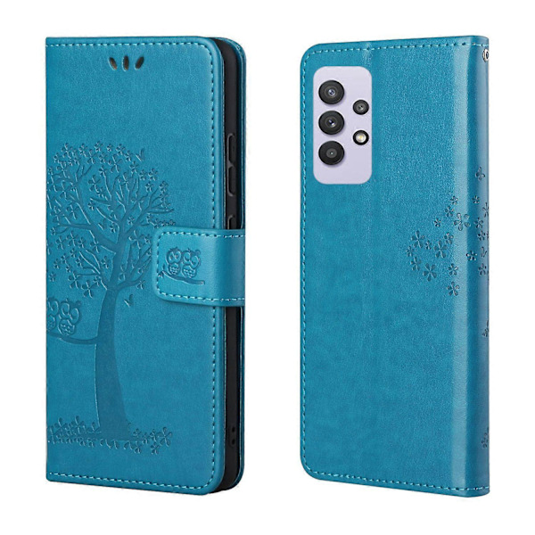 Ugle Mønster Tryk Design Læder Wallet Telefon Cover til Samsung Galaxy A32 4G (EU Version) Multicolor Style E