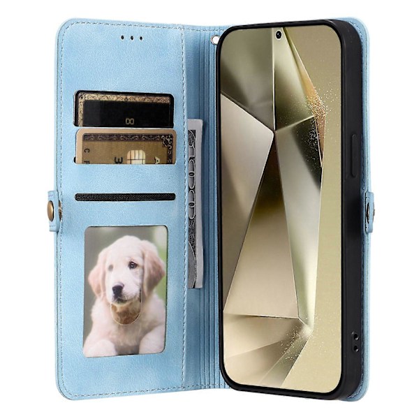 Tyyli 016 Samsung Galaxy A54 5G -kotelolle, ihomainen tuntu, toteemikuvioitu lompakkonahkainen puhelinkotelo - Musta Multicolor Lake Blue
