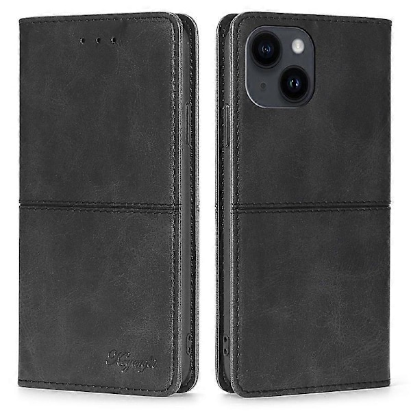 iPhone 15 Plus Magneettisuljettava Puhelinkotelo Lehmännahkakuvio Korttipaikat Nahkainen Jalustakotelo Multicolor Style E