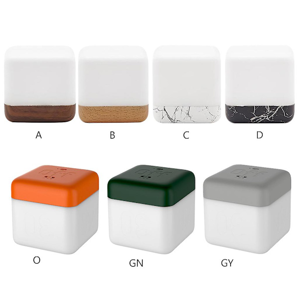 Timing LED Natlampe USB Genopladelig Firkantet Flip Switch Justerbar Lysstyrke Gray