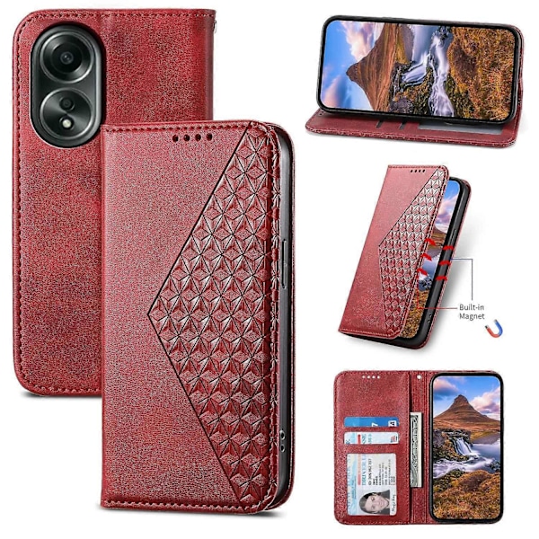 Til Oppo A58 4G Etui Præget PU Læder Telefon Cover med Wallet Stand Multicolor Style D