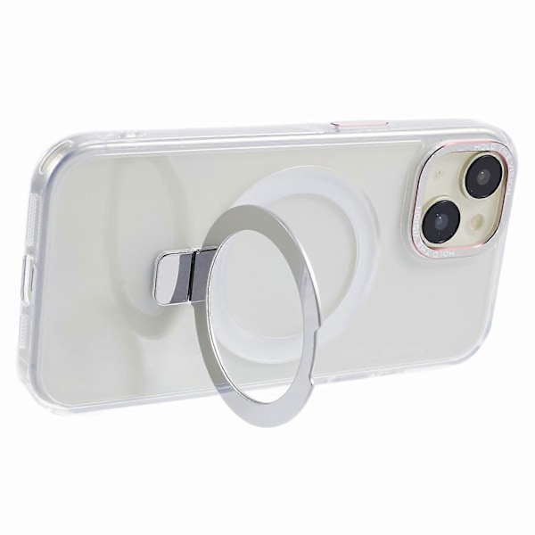 Läpinäkyvä TPU+PC suojakuori iPhone 15 Plus -puhelimelle, näkymätön jalusta ja magneettinen puhelinkuori Multicolor Style D