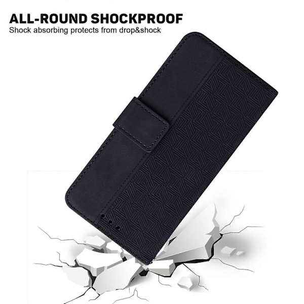 Til iPhone 15 Pro Max Geometri Præget PU Læder Telefon Cover Foldbart Stativ Wallet Cover Multicolor Style A