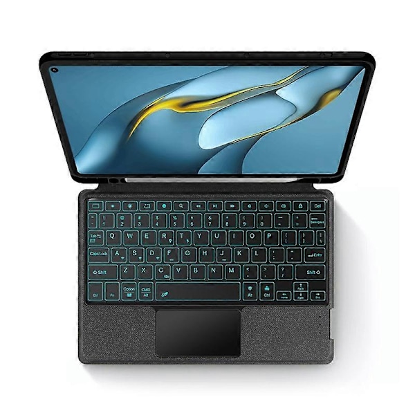 Til Huawei MatePad Pro 10.8 (2021) Læder Etui + Bluetooth Tastatur med Baggrundsbelyst Trackpad
