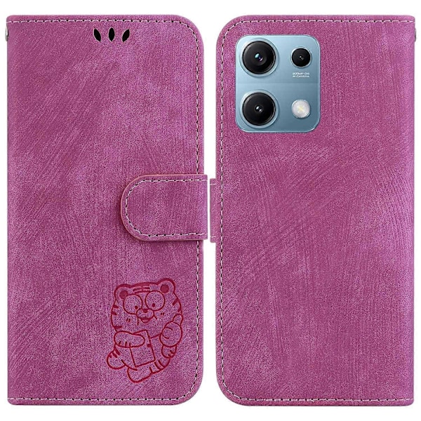 Til Xiaomi Redmi Note 14S 4G Wallet Case Tiger Prægning Læder Stødsikkert Telefoncover Multicolor Rose