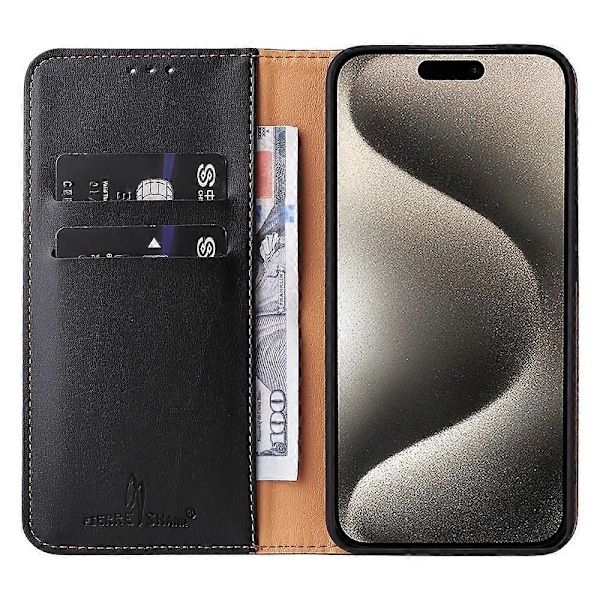 FIERRE SHANN iPhone 15 -kotelo, jalustallinen lompakkokotelo PU-nahkaa Multicolor Style D