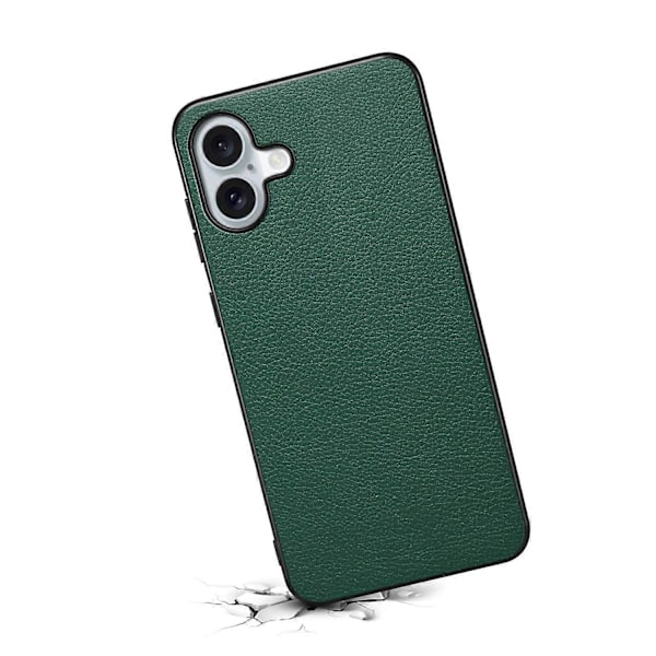Läderöverdraget PC+TPU Anti-Scratch Telefonskal för iPhone 16 Plus Multicolor Style B