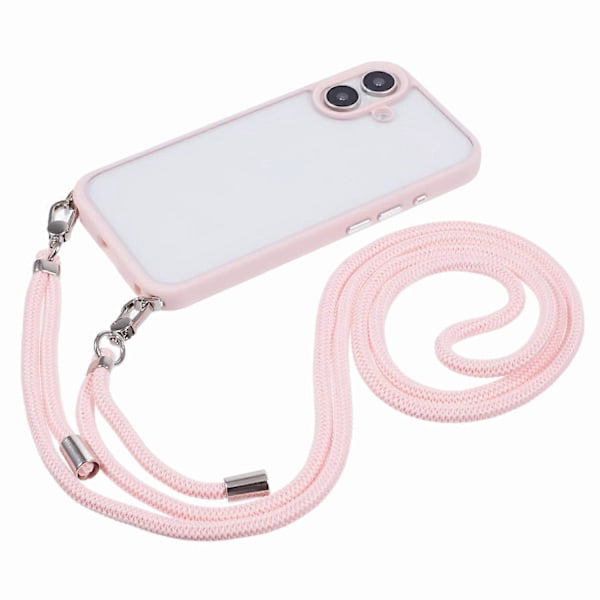Til iPhone 16 Cover TPU+PC Krystalklar Bagside Cover med Snøre Multicolor Style C