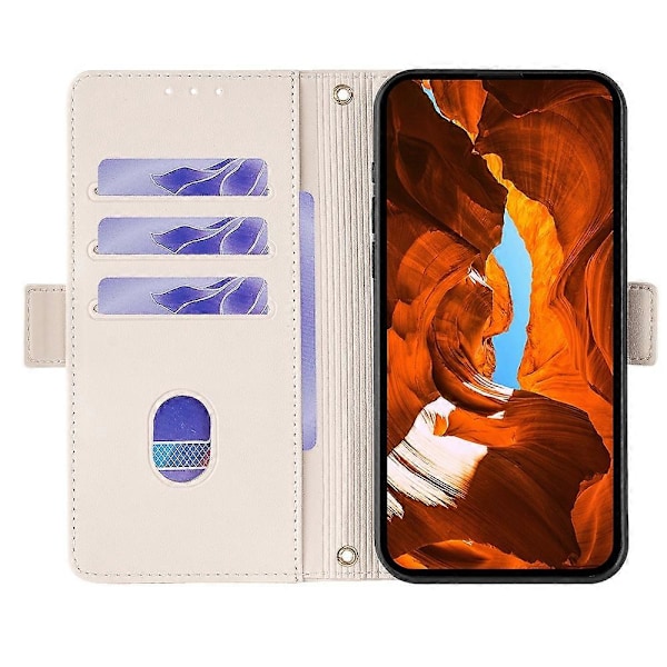 Læder Wallet Case med RFID-blokering og stativ til Realme GT 7 Pro 5G med håndrem - Grøn Multicolor White