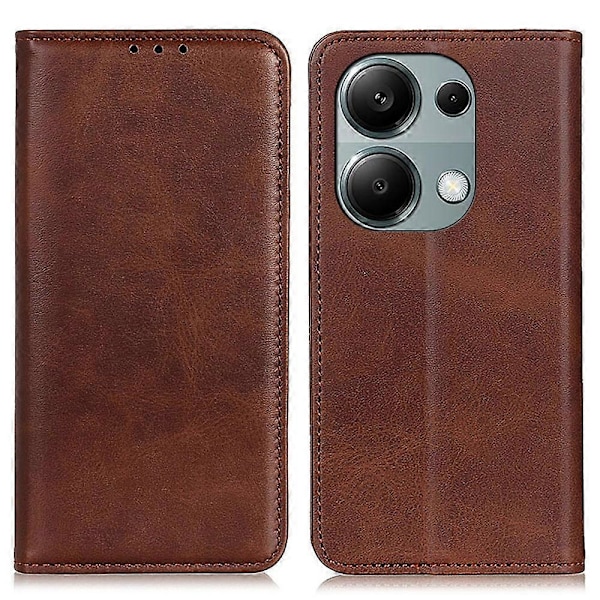 Plånboksfodral i delat läder för Xiaomi Redmi Note 13 Pro 4G/Poco M6 Pro 4G Multicolor Coffee