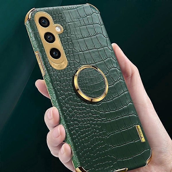 Samsung Galaxy S23 FE -kotelo, rengaspidike, krokotiilinnahkajäljitelmä, nahka+TPU-puhelinkuori Multicolor Style C