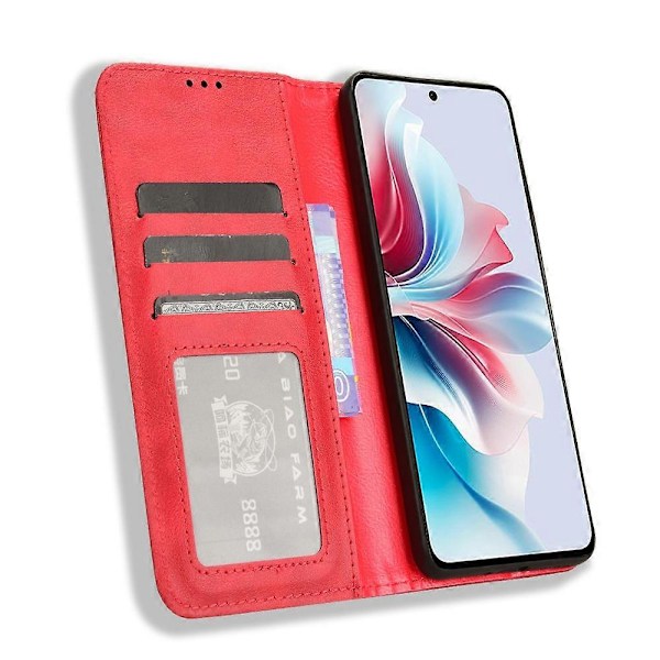 Til Oppo Reno11 F 5G/F25 Pro 5G Wallet Case Retro PU Læder Telefon Cover Magnetisk Lukning Multicolor Style B