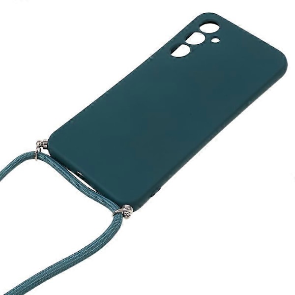 Samsung Galaxy A34 5G -kotelo, kuituvuorattu TPU-puhelinkotelo pitkällä kaulanauhalla - vaaleanvioletti Multicolor Army Green