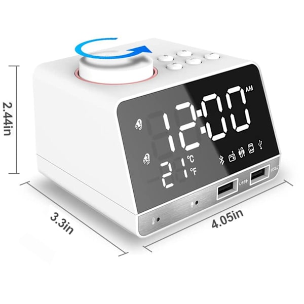 Väckarklocka Bluetooth högtalare Väckarklocka Integrerad multifunktion Dubbel USB - power Radio Hemma sängkort Ljud White
