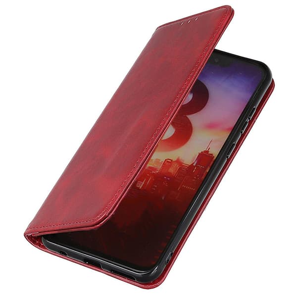 För Xiaomi Redmi 13c Case Split Läder Magnetisk Autoabsorberad Cover Red