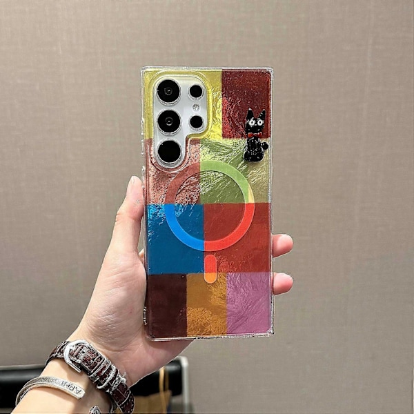 Magnetiskt skal för Samsung Galaxy S24 Ultra Geometriskt mönster PC+TPU Telefonskal Multicolor Style C