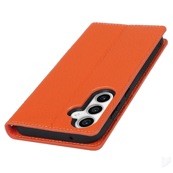 För Samsung Galaxy S23 FE Fodral Läderstruktur Äkta Läder Mobilskal med Rem Multicolor Style D