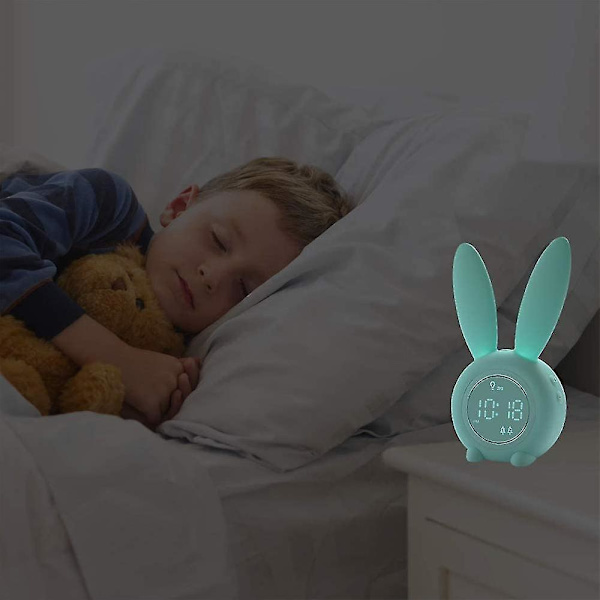 Barnväckarklocka för barn, söta nattlampor för barn för flickor Pojkar Toddler, temperaturkalender, pekkontroll och snoozing med 2000 mah ladda