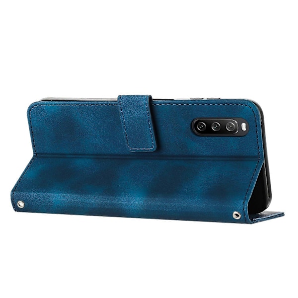 PU Læder Etui til Sony Xperia 10 V, Stand Wallet Trekant Præget Mobiltelefon Cover Multicolor Style C