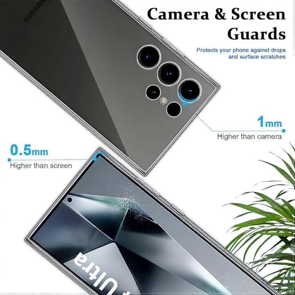 För Samsung Galaxy S24 Ultra TPU Skal Transparent Skyddande Baksida Anti-fingeravtryck