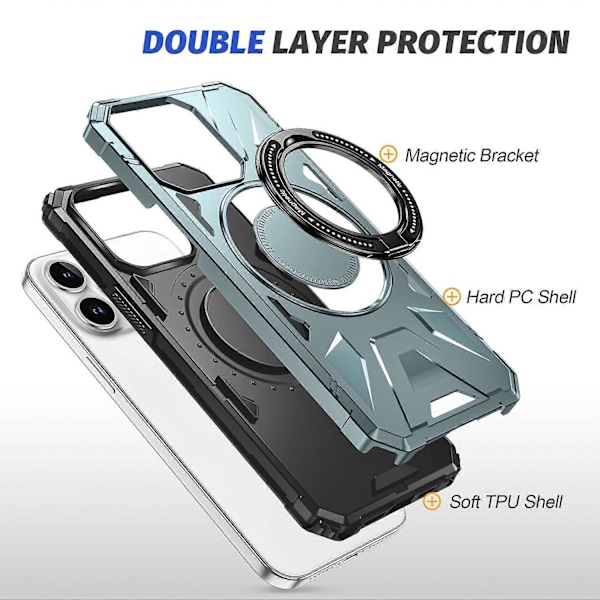 iPhone 13 Pro 6.1 tuuman kotelo, pudotussuoja TPU+PC puhelimen suojakuori pyörivällä jalustalla Multicolor Style D