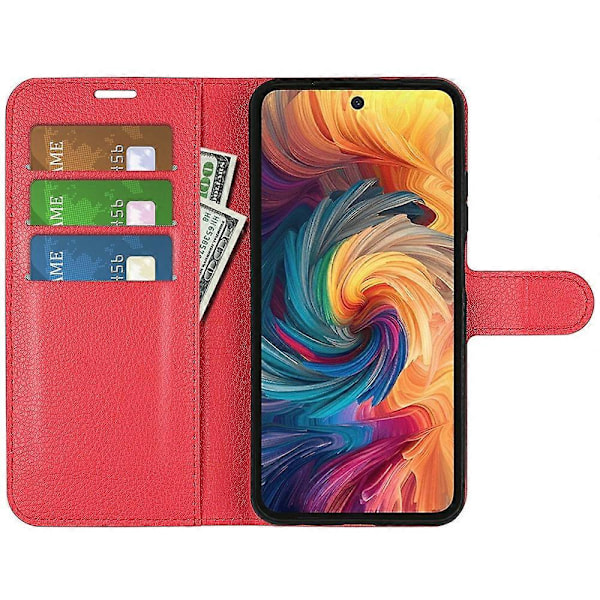 Til ZTE Blade V70 Etui Litchi Tekstur Stødsikkert Læder Wallet Telefon Cover - Grøn Multicolor Red