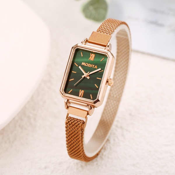 D255-J Dammode Konst och kultur Liten Fresh Milan Armband Quartz Liten fyrkantig watch 4 färger Green