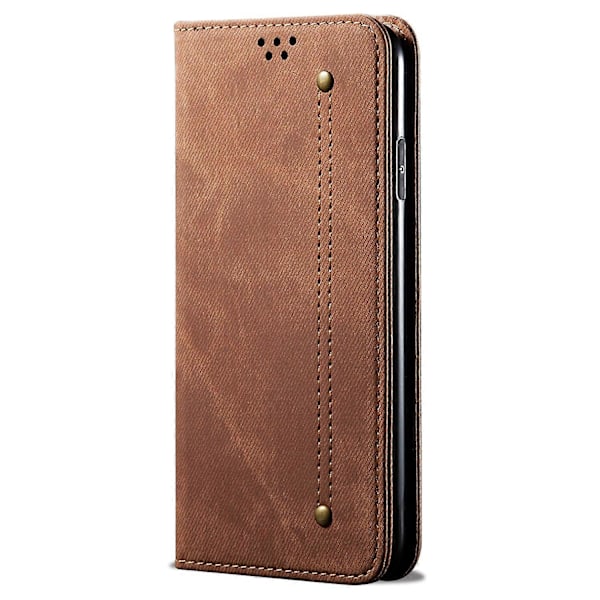 Læder Wallet Case med Jeansstoftekstur og Stødsikkert TPU-skjold til Xiaomi Redmi Note 13 4G Multicolor Coffee