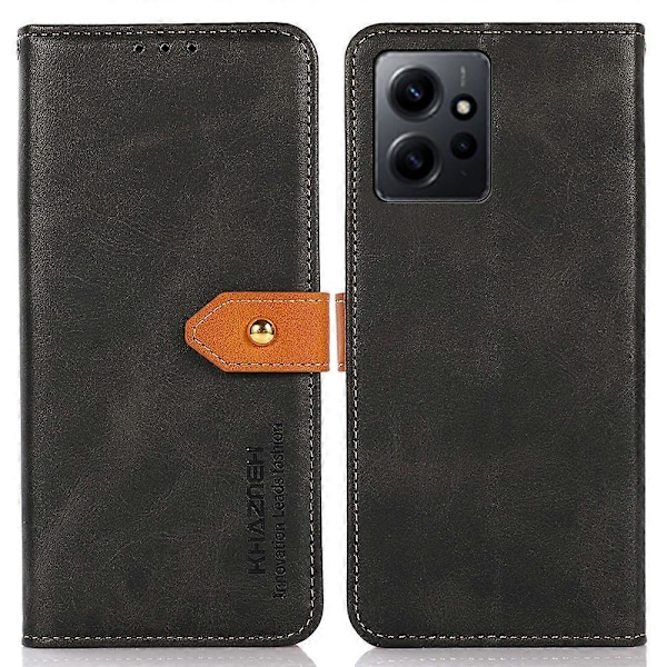 KHAZNEH För Xiaomi Redmi Note 12 4G PU Läder Kohud Textur Telefonfodral Plånboksställ Telefonskydd Multicolor Style B