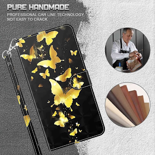 För Xiaomi Redmi Note 13 4G Mobilskal 3D Mönstertryck Läder Flipfodral med Handrem Multicolor Style A