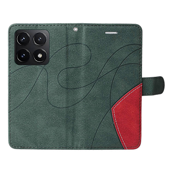 KT Læder Serie-1 Til Xiaomi 14T Læder Etui Farvesplejsning Telefon Cover Wallet Stand Multicolor Style C