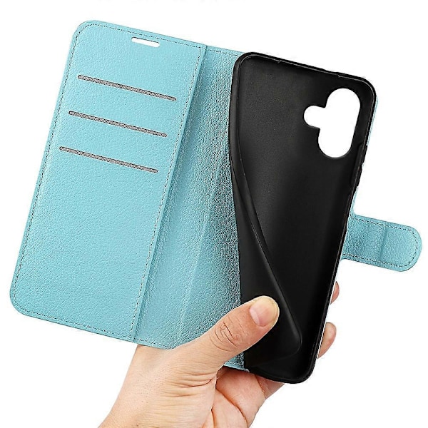 Læder telefoncover med pung og litchi-tekstur til iPhone 16 Multicolor Style E
