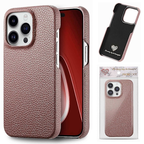 Y1 Etui til iPhone 16 Pro Max Stødsikkert Litchi Tekstur Læder+PC Telefon Cover - Sort Multicolor Jujube Apricot