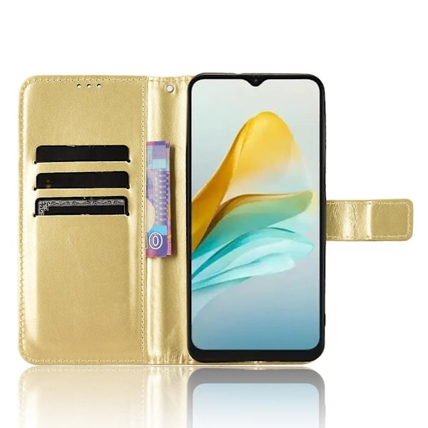För Zte Blade A53 Pro Case Läder Cover Med Plånboksställ Gold