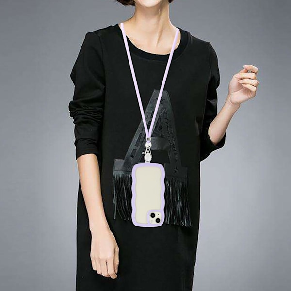 För Iphone 15 Wave Ramform Phone case Pc + TPU Transparent cover med justerbar rem Purple