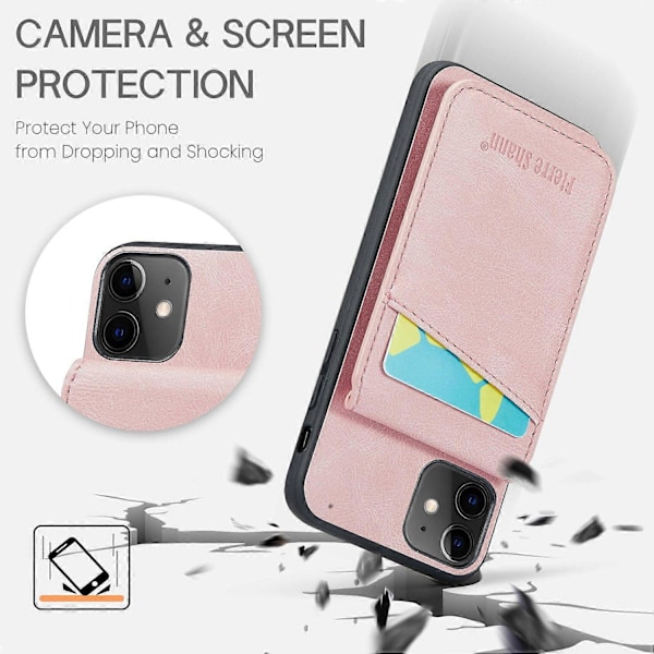 FIERRE SHANN Kickstand -puhelinkotelo iPhone 11:lle PU-nahkaa+TPU-korttipaikkakotelo Multicolor Style C