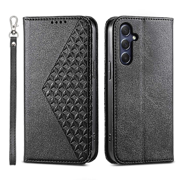 Telefon Læder Etui til Samsung Galaxy M54 5G/F54 5G, Præget Rombe Mønster Pung Stand Cover Multicolor Style A