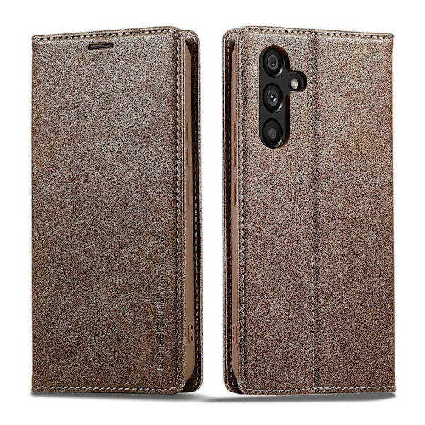 LC.IMEEKE Fodral för Samsung Galaxy S24 Magnetiskt RFID-skydd Plånboksfodral - Svart Multicolor Brown