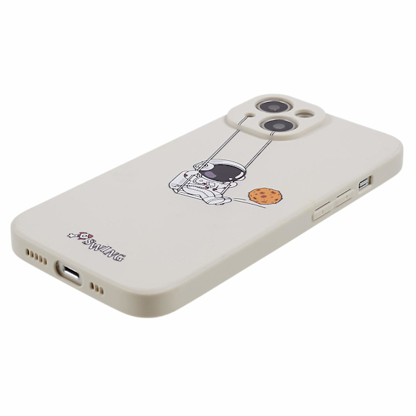 Roligt tecknat Astronaut phone case för Iphone 13, mjukt Tpu reptåligt cover Swing Astronaut White