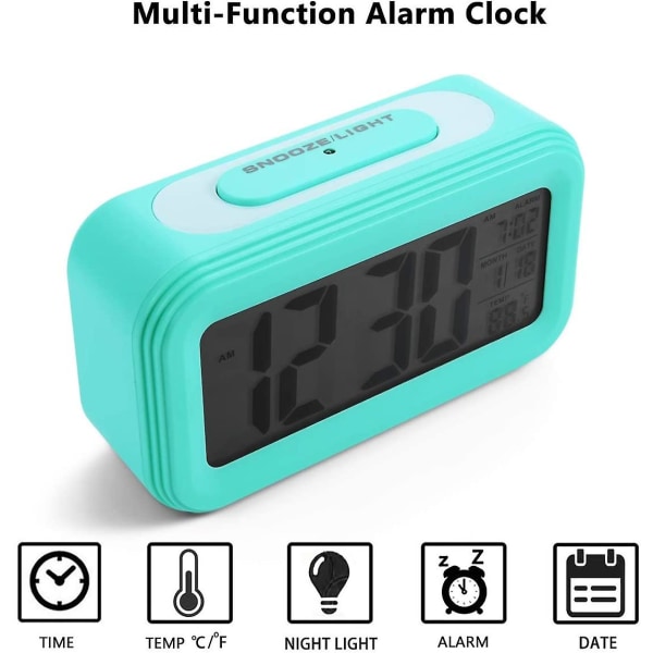 Digitalt batterivækkeur til soveværelse, LCD-display sengevækkeur med snooze
