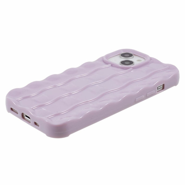 För Iphone 13 Soft Tpu Case 3d randigt mönster Anti-halk bakre cover Purple
