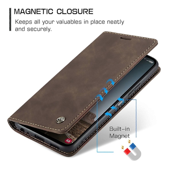 CASEME 013-serien för Samsung Galaxy A05s 4G Fodral Affärsstil View Flip Läder Telefonskal Multicolor Coffee