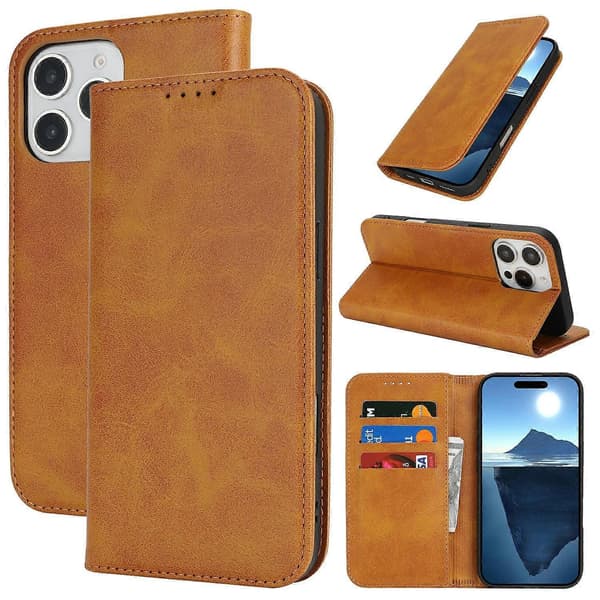PU læder kalveskinds tekstur magnetisk lukning smartphone cover til iPhone 16 Pro Max Multicolor Style E