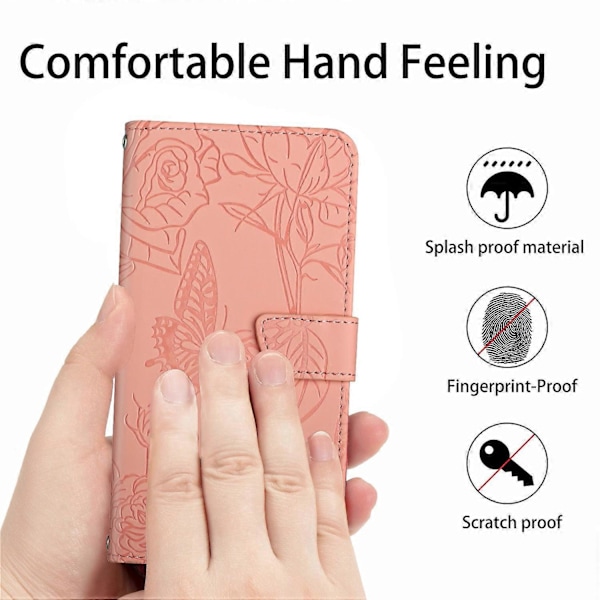 För Samsung Galaxy A05 4G Läderfodral Präglat Plånboksfodral med Handledsrem Multicolor Style C