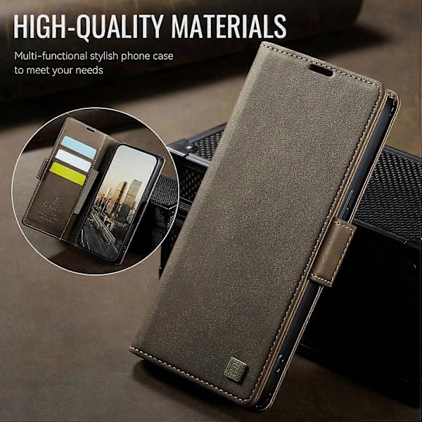 iPhone 14 -kotelo AUTSPACE A11 RFID-suojattu retro nahkainen matkapuhelinlompakkokotelo - Musta Multicolor Brown