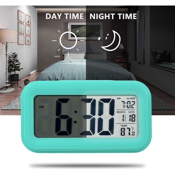 Digitalt batterivækkeur til soveværelse, LCD-display sengevækkeur med snooze