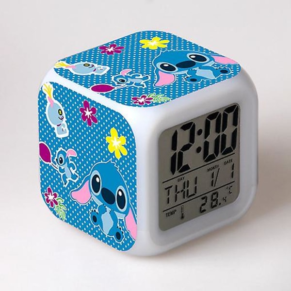 Stitch Väckarklocka Stitch Barnpresent Färgbyte Fyrkantig väckarklocka Julklapp Flera typer style 13