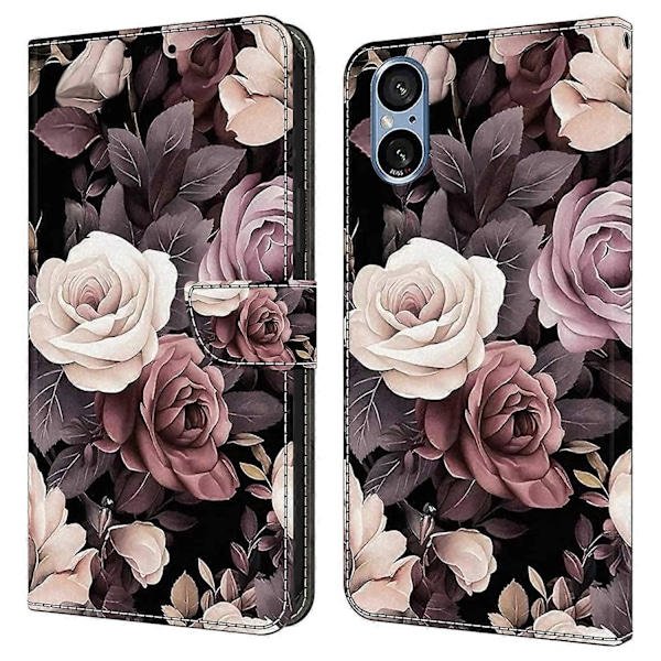 Til Sony Xperia 5 V Etui PU Læder Wallet Telefon Cover med Støttefod Multicolor Rose